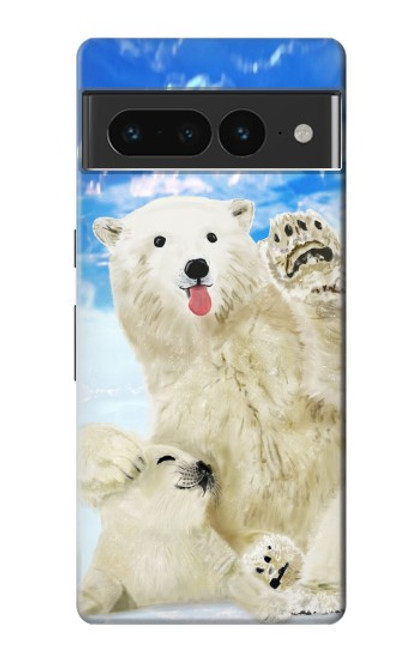 W3794 Arctic Polar Bear and Seal Paint Funda Carcasa Case y Caso Del Tirón Funda para Google Pixel 7 Pro