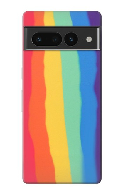 W3799 Cute Vertical Watercolor Rainbow Funda Carcasa Case y Caso Del Tirón Funda para Google Pixel 7 Pro