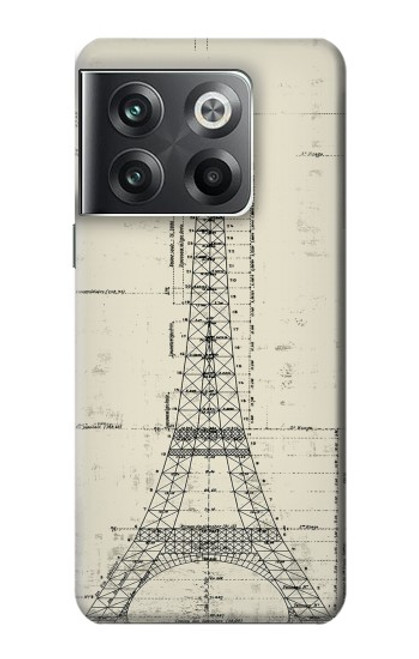 W3474 Eiffel Architectural Drawing Funda Carcasa Case y Caso Del Tirón Funda para OnePlus Ace Pro