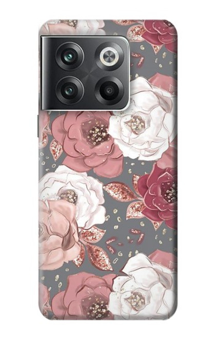 W3716 Rose Floral Pattern Funda Carcasa Case y Caso Del Tirón Funda para OnePlus Ace Pro