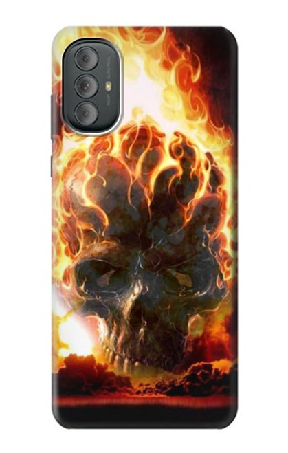 W0863 Hell Fire Skull Funda Carcasa Case y Caso Del Tirón Funda para Motorola Moto G Power 2022, G Play 2023