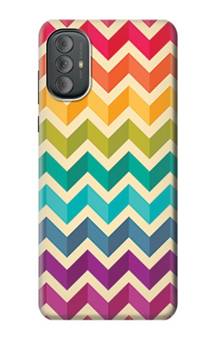 W2362 Rainbow Colorful Shavron Zig Zag Pattern Funda Carcasa Case y Caso Del Tirón Funda para Motorola Moto G Power 2022, G Play 2023