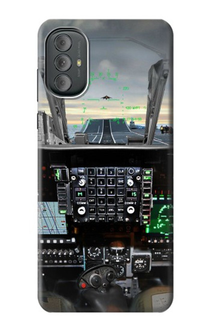 W2435 Fighter Jet Aircraft Cockpit Funda Carcasa Case y Caso Del Tirón Funda para Motorola Moto G Power 2022, G Play 2023