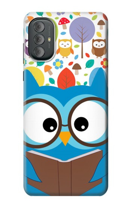 W2521 Cute Nerd Owl Cartoon Funda Carcasa Case y Caso Del Tirón Funda para Motorola Moto G Power 2022, G Play 2023