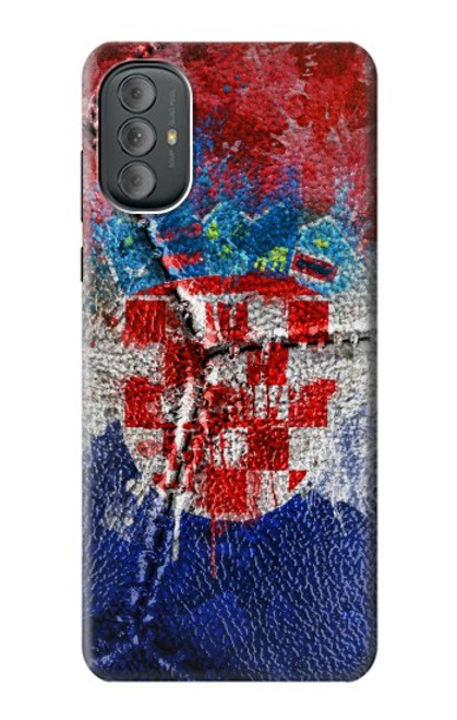 W3313 Croatia Flag Vintage Football Graphic Funda Carcasa Case y Caso Del Tirón Funda para Motorola Moto G Power 2022, G Play 2023