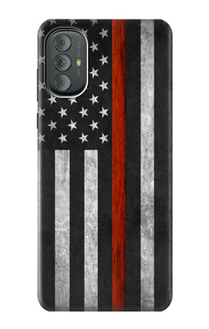 W3472 Firefighter Thin Red Line Flag Funda Carcasa Case y Caso Del Tirón Funda para Motorola Moto G Power 2022, G Play 2023