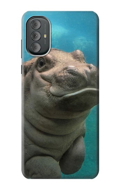 W3871 Cute Baby Hippo Hippopotamus Funda Carcasa Case y Caso Del Tirón Funda para Motorola Moto G Power 2022, G Play 2023