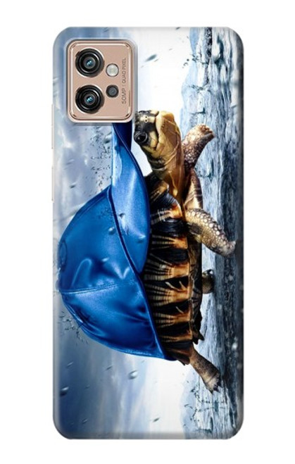 W0084 Turtle in the Rain Funda Carcasa Case y Caso Del Tirón Funda para Motorola Moto G32