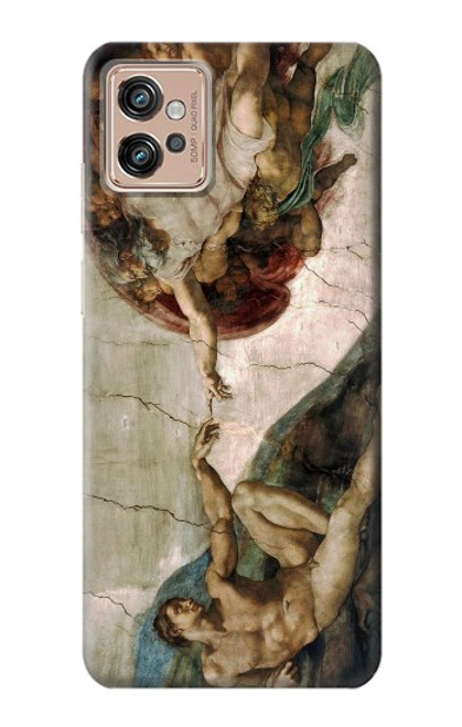 W0179 Michelangelo Creation of Adam Funda Carcasa Case y Caso Del Tirón Funda para Motorola Moto G32