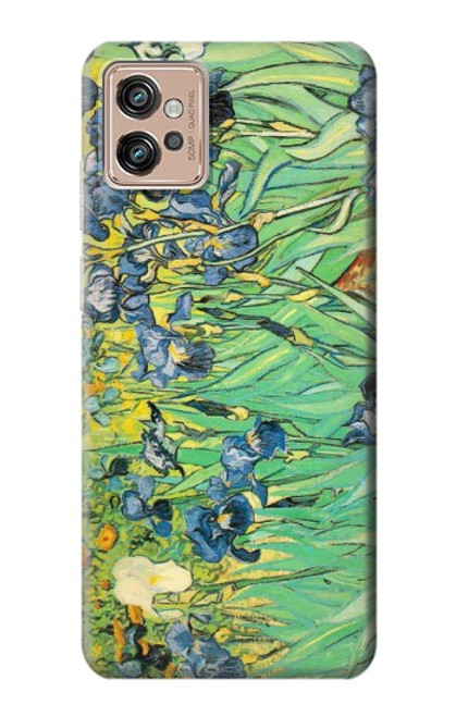 W0210 Van Gogh Irises Funda Carcasa Case y Caso Del Tirón Funda para Motorola Moto G32