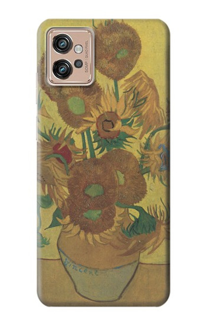 W0214 Van Gogh Vase Fifteen Sunflowers Funda Carcasa Case y Caso Del Tirón Funda para Motorola Moto G32