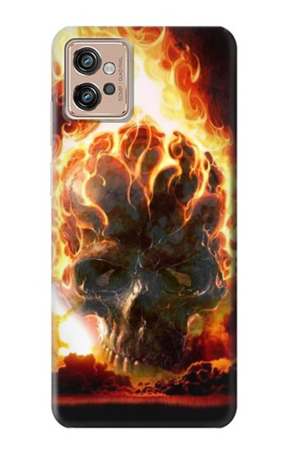 W0863 Hell Fire Skull Funda Carcasa Case y Caso Del Tirón Funda para Motorola Moto G32