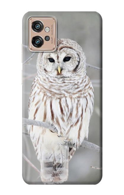 W1566 Snowy Owl White Owl Funda Carcasa Case y Caso Del Tirón Funda para Motorola Moto G32