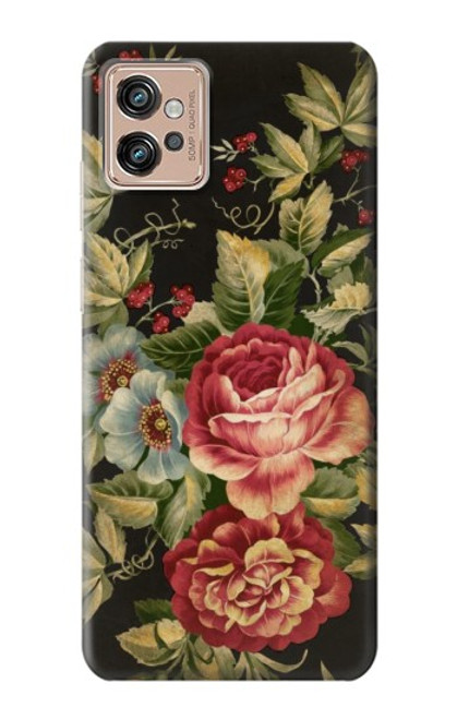 W3013 Vintage Antique Roses Funda Carcasa Case y Caso Del Tirón Funda para Motorola Moto G32