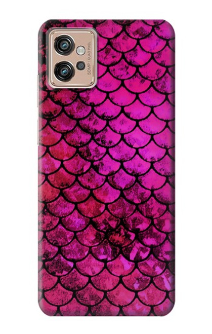 W3051 Pink Mermaid Fish Scale Funda Carcasa Case y Caso Del Tirón Funda para Motorola Moto G32