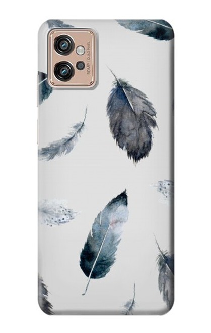 W3085 Feather Paint Pattern Funda Carcasa Case y Caso Del Tirón Funda para Motorola Moto G32