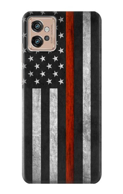 W3472 Firefighter Thin Red Line Flag Funda Carcasa Case y Caso Del Tirón Funda para Motorola Moto G32