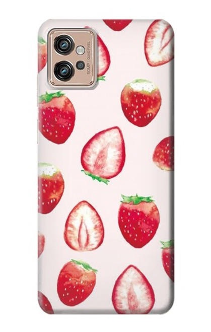 W3481 Strawberry Funda Carcasa Case y Caso Del Tirón Funda para Motorola Moto G32