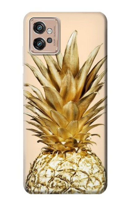 W3490 Gold Pineapple Funda Carcasa Case y Caso Del Tirón Funda para Motorola Moto G32