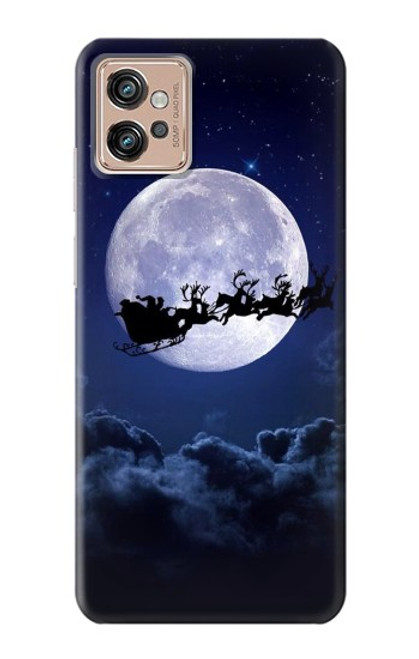 W3508 Xmas Santa Moon Funda Carcasa Case y Caso Del Tirón Funda para Motorola Moto G32