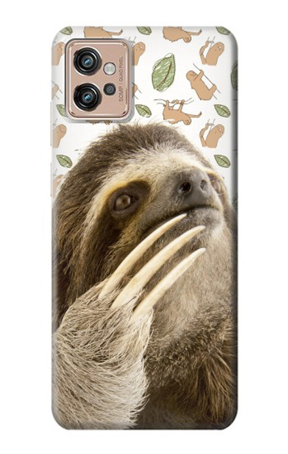 W3559 Sloth Pattern Funda Carcasa Case y Caso Del Tirón Funda para Motorola Moto G32