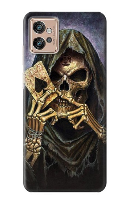 W3594 Grim Reaper Wins Poker Funda Carcasa Case y Caso Del Tirón Funda para Motorola Moto G32