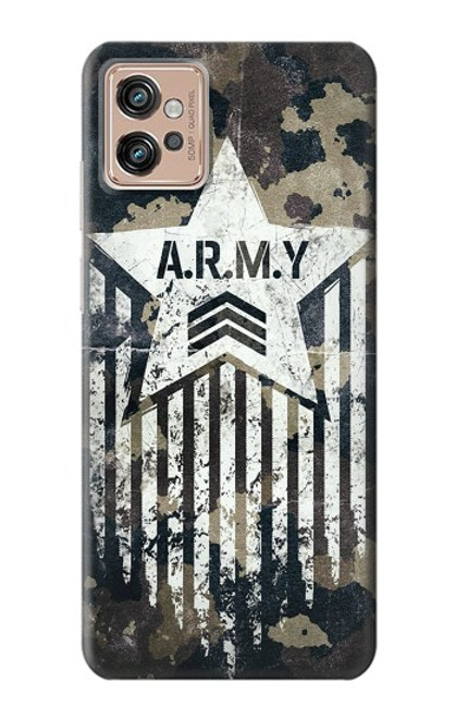 W3666 Army Camo Camouflage Funda Carcasa Case y Caso Del Tirón Funda para Motorola Moto G32