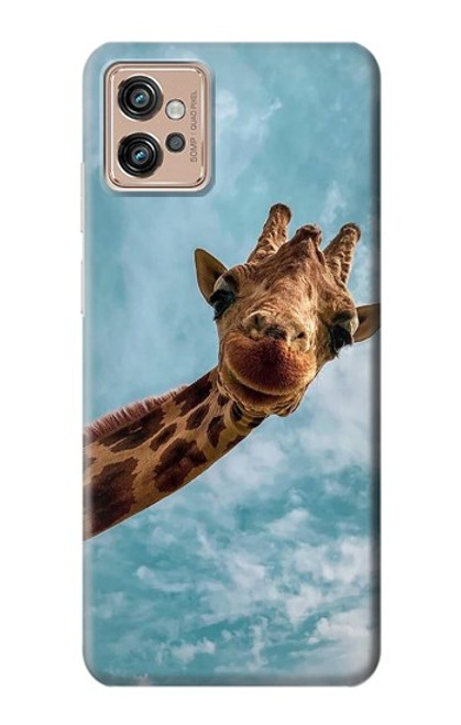 W3680 Cute Smile Giraffe Funda Carcasa Case y Caso Del Tirón Funda para Motorola Moto G32