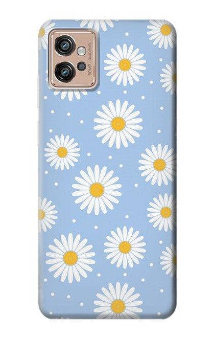 W3681 Daisy Flowers Pattern Funda Carcasa Case y Caso Del Tirón Funda para Motorola Moto G32