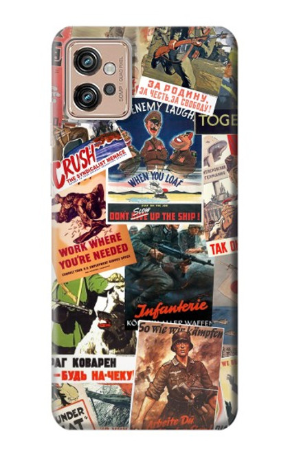 W3905 Vintage Army Poster Funda Carcasa Case y Caso Del Tirón Funda para Motorola Moto G32