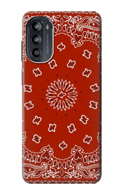 W3355 Bandana Red Pattern Funda Carcasa Case y Caso Del Tirón Funda para Motorola Moto G52, G82 5G