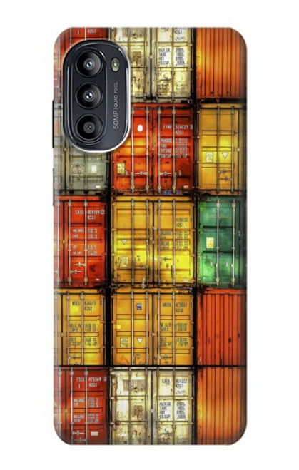 W3861 Colorful Container Block Funda Carcasa Case y Caso Del Tirón Funda para Motorola Moto G52, G82 5G