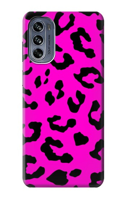 W1850 Pink Leopard Pattern Funda Carcasa Case y Caso Del Tirón Funda para Motorola Moto G62 5G