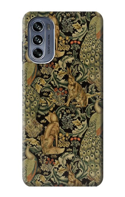 W3661 William Morris Forest Velvet Funda Carcasa Case y Caso Del Tirón Funda para Motorola Moto G62 5G