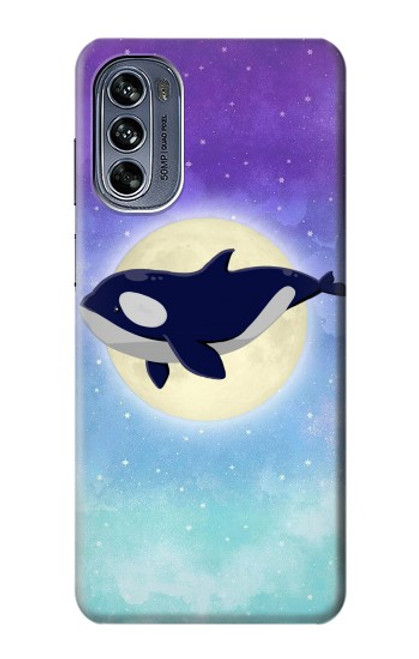 W3807 Killer Whale Orca Moon Pastel Fantasy Funda Carcasa Case y Caso Del Tirón Funda para Motorola Moto G62 5G