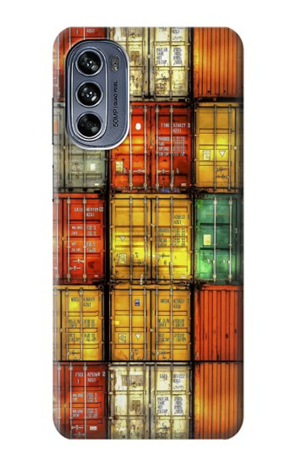 W3861 Colorful Container Block Funda Carcasa Case y Caso Del Tirón Funda para Motorola Moto G62 5G