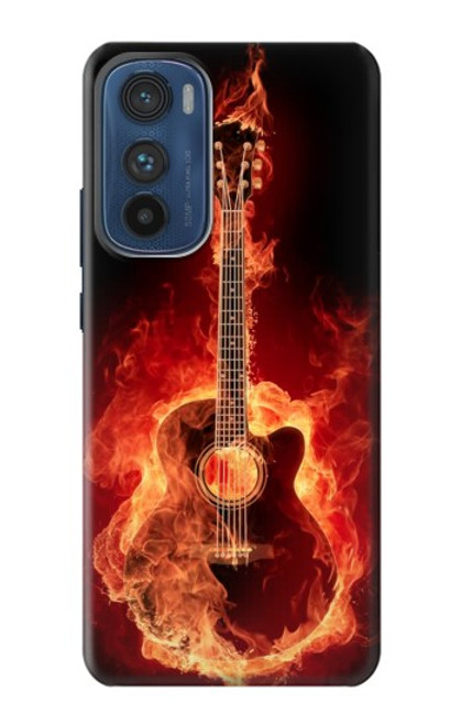 W0415 Fire Guitar Burn Funda Carcasa Case y Caso Del Tirón Funda para Motorola Edge 30