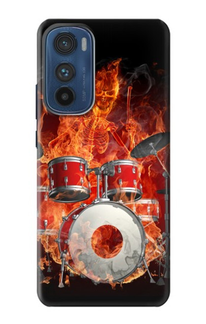 W1431 Skull Drum Fire Rock Funda Carcasa Case y Caso Del Tirón Funda para Motorola Edge 30