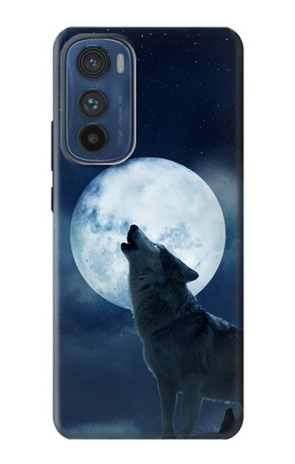 W3693 Grim White Wolf Full Moon Funda Carcasa Case y Caso Del Tirón Funda para Motorola Edge 30