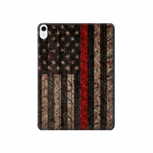 W3804 Fire Fighter Metal Red Line Flag Graphic Funda Carcasa Case para iPad 10.9 (2022)