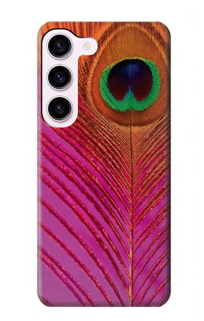 W3201 Pink Peacock Feather Funda Carcasa Case y Caso Del Tirón Funda para Samsung Galaxy S23
