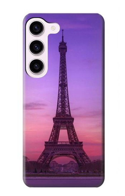 W3447 Eiffel Paris Sunset Funda Carcasa Case y Caso Del Tirón Funda para Samsung Galaxy S23