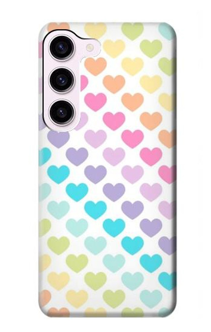 W3499 Colorful Heart Pattern Funda Carcasa Case y Caso Del Tirón Funda para Samsung Galaxy S23