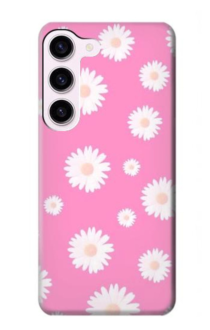 W3500 Pink Floral Pattern Funda Carcasa Case y Caso Del Tirón Funda para Samsung Galaxy S23