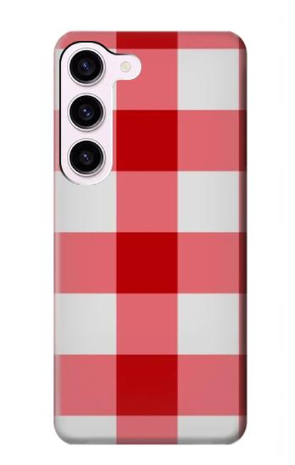 W3535 Red Gingham Funda Carcasa Case y Caso Del Tirón Funda para Samsung Galaxy S23