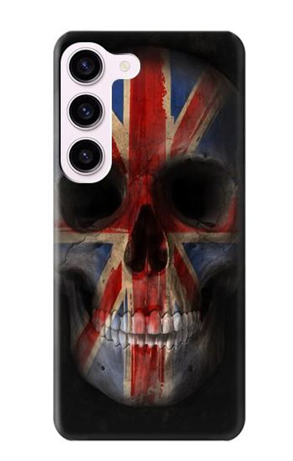 W3848 United Kingdom Flag Skull Funda Carcasa Case y Caso Del Tirón Funda para Samsung Galaxy S23