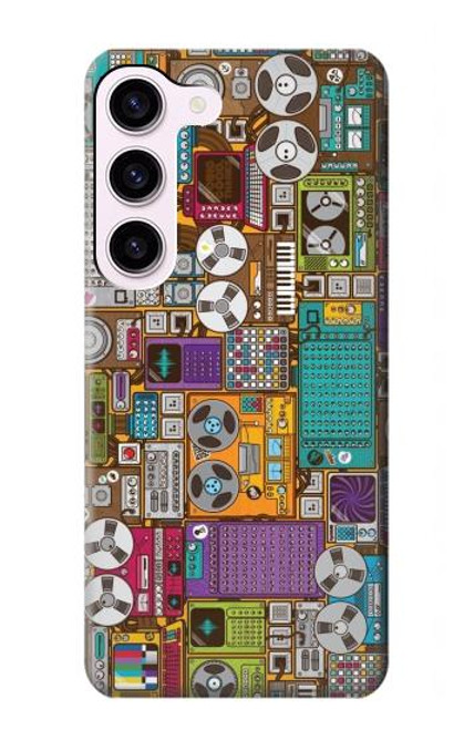 W3879 Retro Music Doodle Funda Carcasa Case y Caso Del Tirón Funda para Samsung Galaxy S23