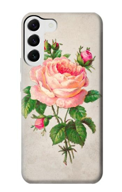 W3079 Vintage Pink Rose Funda Carcasa Case y Caso Del Tirón Funda para Samsung Galaxy S23 Plus