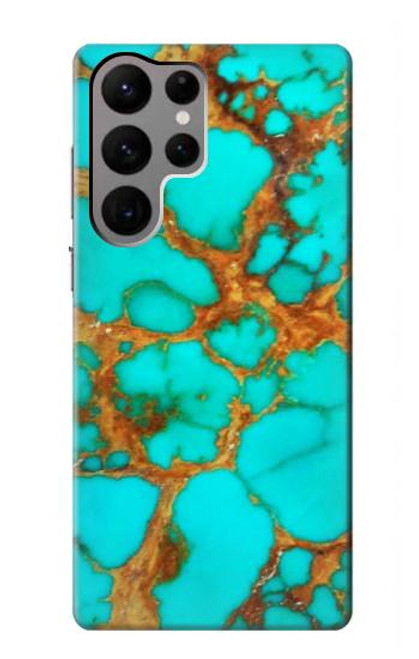 W2688 Aqua Copper Turquoise Gemstone Graphic Funda Carcasa Case y Caso Del Tirón Funda para Samsung Galaxy S23 Ultra
