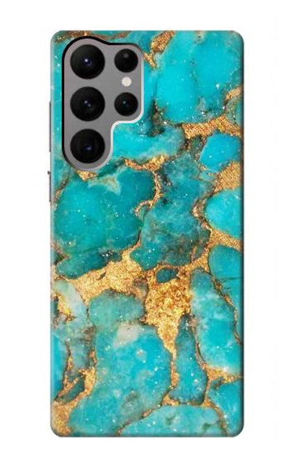 W2906 Aqua Turquoise Stone Funda Carcasa Case y Caso Del Tirón Funda para Samsung Galaxy S23 Ultra